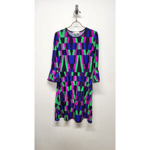 Jude Connally Women's Talia Multi Colorblock Bell Sleeve Stretchy Dress, Size Sm